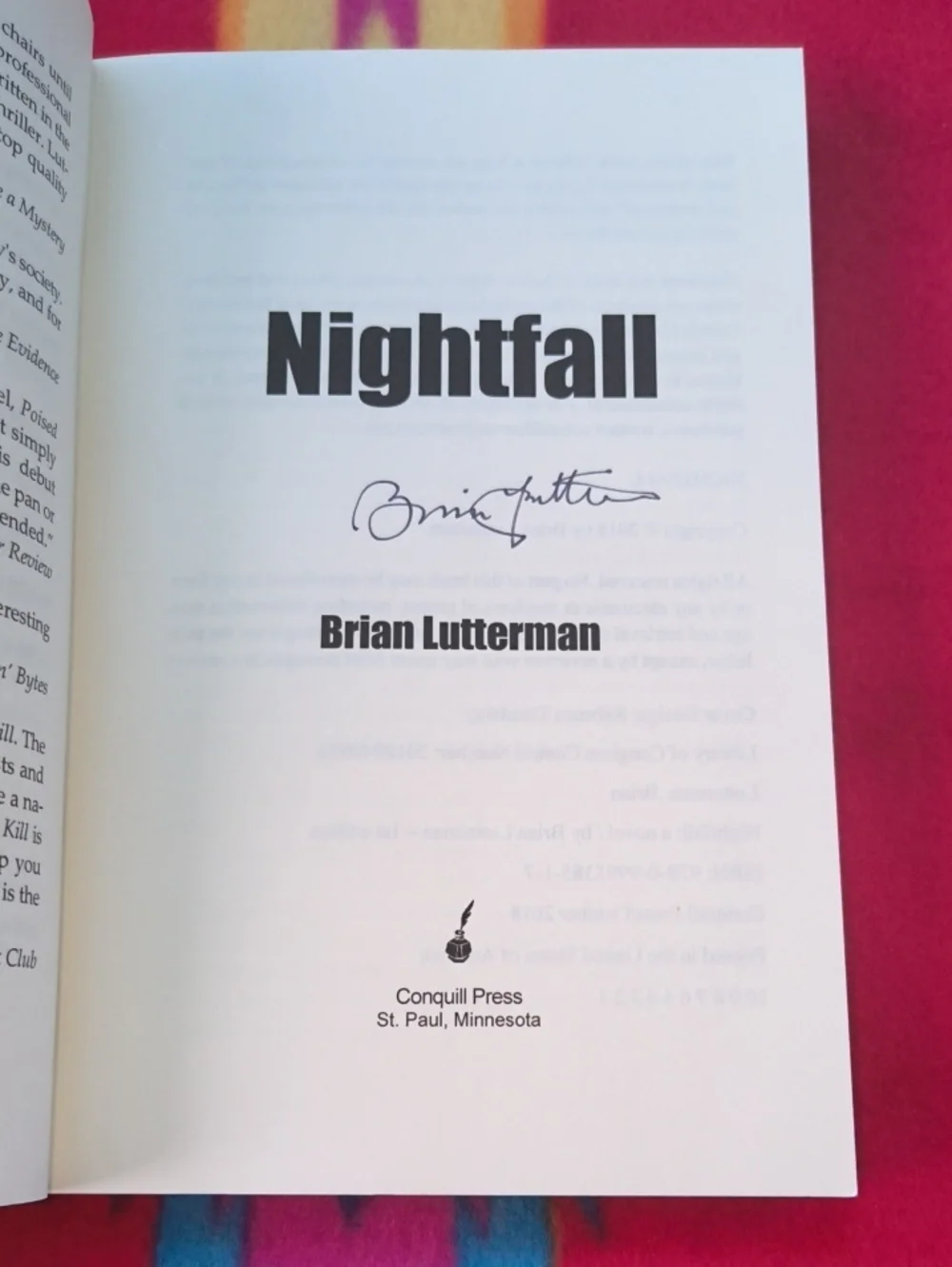 Nightfall - Brian Lutterman (English) Paperback Autographed